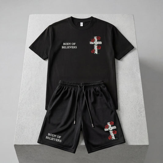 The "Summer Revival" Heavyweight Short Set – Black