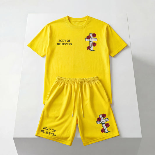 The "Summer Revival" Heavyweight Short Set – Electric Yellow